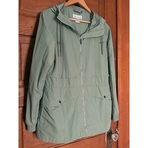 Columbia Womens Lillian Ridge II Jacket Sage Green Hooded Windbreaker Large